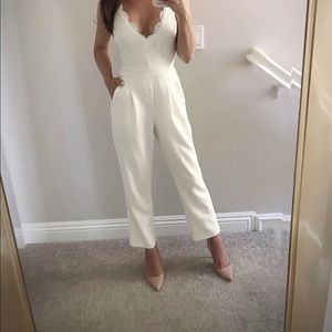 Express White Lace Bodice Jumpsuit